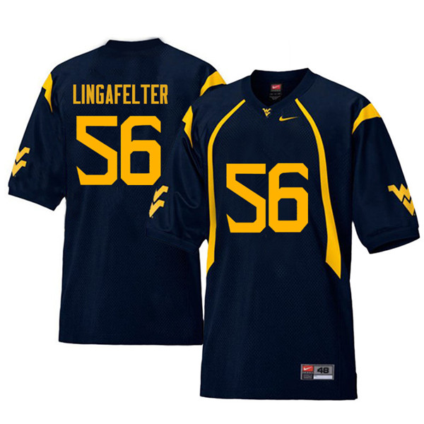 Men #56 Grant Lingafelter West Virginia Mountaineers Retro College Football Jerseys Sale-Navy